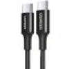 Ugreen Usb-C 100W 5A Qc Pd Örgülü Hızlı Şarj Kablosu, 1 Metre, Siyah, 65249