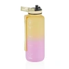 Uzspace 1500ml Çift Renkli Sızdırmaz BPA İçermez Kilitlenebilir Kapaklı Motivasyonel Tritan Su Matarası (Sarı-Lila)