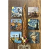 Van Gogh Temalı Ahşap Bardak Altlığı, 6lı Set (9x9cm)