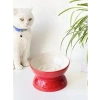 Yavaş Yeme Kedi Mama Kabı - Seramik, Kırmızı Renk