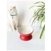 Yavaş Yeme Kedi Mama Kabı - Seramik, Kırmızı Renk