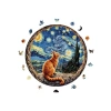 Yıldızlı Gecenin Altındaki Kedi Ahşap Puzzle - 252 Parça, 29 x 29 cm