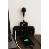 Yüksek Akım Korumalı 1 USB ve 2 Type-C Girişli Çoklu Kablolu Priz Dönüştürücü, Siyah