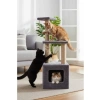 Yuvalı kare ev kedi tırmalama, basamaklı gri tasarım