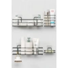 Zabata Yapışkanlı Banyo Seti Duş Rafı + Sabunluk + Diş Fırçalık Metal Set