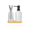 Zarif Cam Sabunluk ve Difüzör Seti - 2li Bambu Tabanlı Modern Tasarım