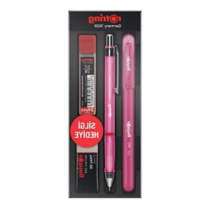 0.7 mm Mekanik Kalem Seti, Pembe Renk, Uç ve Silgi ile