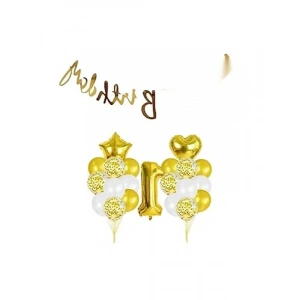 1 Yaş İçin Altın Renkli Doğum Günü Balon Seti