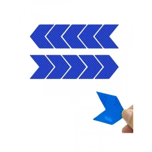 10 Adet Chevron Şekilli Yansıtıcı Sticker Seti, Tüm Araçlar İçin (Mavi)