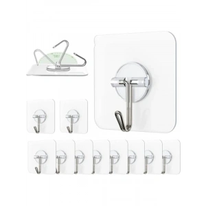 10 Adet Güçlü Yapışkanlı Şeffaf Duvar Askısı