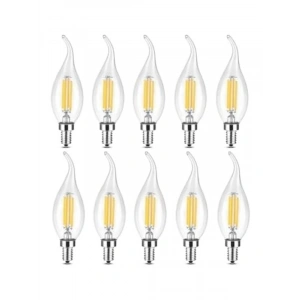 10 Adet Kıvrık Buji Ampul, 4W Şeffaf Filament