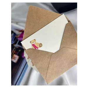 10 Adet Teddy Ayılı Yazısız Not Kartı, 8x5 cm Boyut