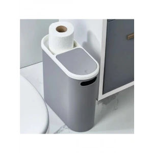 10 LT Kapasiteli Antrasit Çöp Kovası, Tuvalet Kağıdı Tutuculu