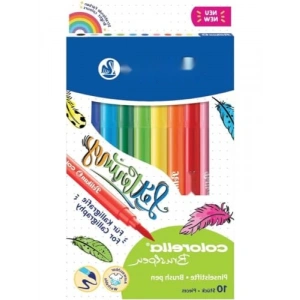 10lu Fırça Uçlu Keçeli Kalem Seti - Parlak Renkler