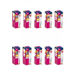 10lu Mum LED Ampul Seti - 4.9W, E14, Sarı Renk
