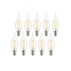 10lu Paket 4W E14 Kıvrık LED Mum Ampul, Şeffaf Cam Filament