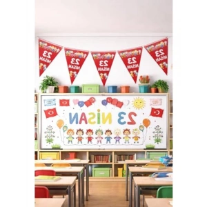 10lu Üçgen Flama Süsleri 23 Nisan İçin