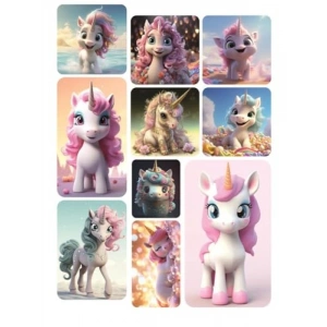 10lu Unicorn Temalı Sevimli Hayvan Sticker Seti