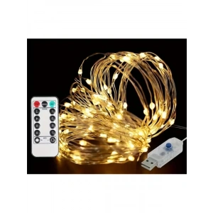 10 Metre Uzunluğunda Sarı LED Peri Işıkları, 8 Modlu