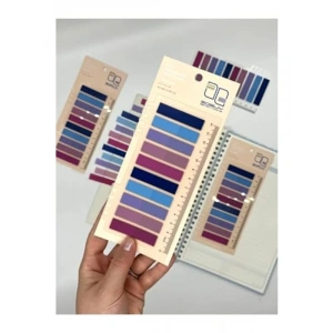 10 Renkli Cetvelli İndeks Sticker Seti, Mavi ve Mor Tonları