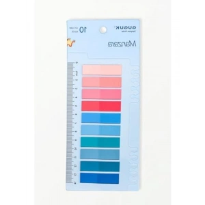 10 Renkli Şeffaf Pet Index ile Manzara Tasarımlı Sticky Note Seti