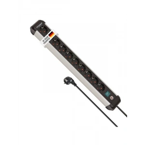 10 Soketli Alüminyum Çoklu Priz, Anahtarlı, 3 m Kablolu