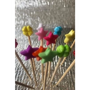 100 Adet Renkli Yıldız ve Yonca Figürlü Sunumluk Kürdan