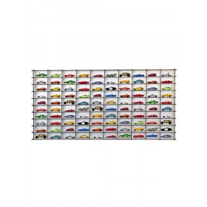 100 Araçlık Hobi Araba Rafı, Yatay Tasarım, Beyaz