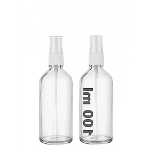 100 ml Kapaklı Şeffaf Cam Sprey Şişe Seti - 2 Adet