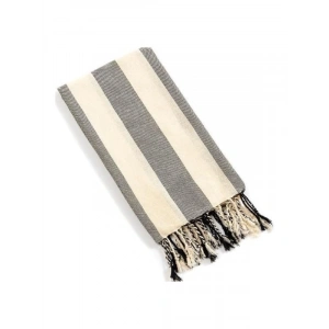 %100 Pamuklu Striped Plaj ve Banyo Havlusu - Siyah