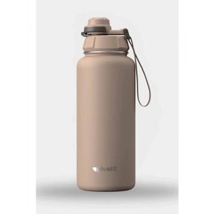 1000 ml sızdırmaz çelik termos, hafif kahverengi rengi ile şık