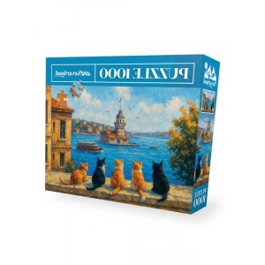 1000 Parça Puzzle - Kız Kulesi Temalı Kediler