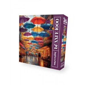 1000 Parça Yağmurlu Şemsiyeli Sokak Puzzle