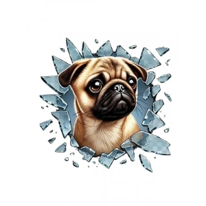 10x10 cm Kedi Köpek Tasarımlı Araç Stickeri, Cam Efekt