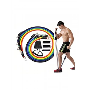 11 Parça Siyah Egzersiz ve Direnç Lastiği Seti