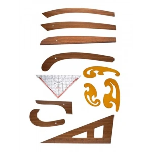 11 Parça Terzi Takım Seti, MDF-Plastik Cetvel ve Gönye