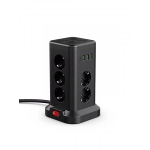 11’li Akım Korumalı Priz Kulesi | 3 USB-A + 1 Type-C, Hızlı Şarj, 3680W Güç