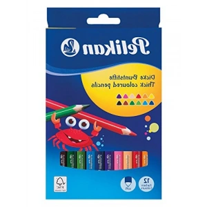 12 Adet Renkli Üçgen Jumbo Kuru Boya Kalemi