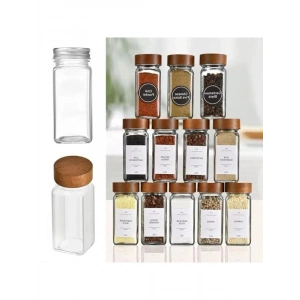 12li Bambu ve Akasya Kapaklı Cam Baharatlık Seti, 120 ml