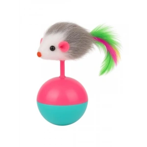 14 x 8 cm Devrilmez Kedi Topu ve Tüy Kuyruklu Oyuncak