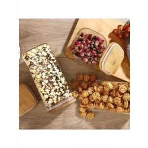 1400ml Sızdırmaz Vakumlu Bambu Kapaklı Borosilikat Cam Kavanoz