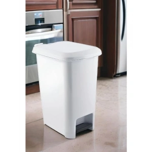 15 Litre Beyaz Pedallı Çöp Kovası, Slim Tasarım