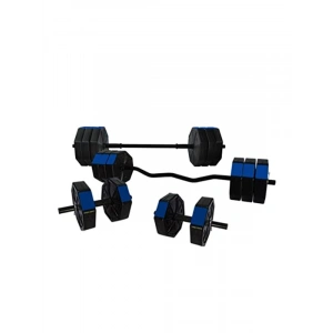 150 cm Düz Bar ve 120 cm Z Bar Dambıl Ağırlık Seti Mavi