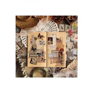 16 Adet Vintage Pul Sticker Seti, Uzay Temalı