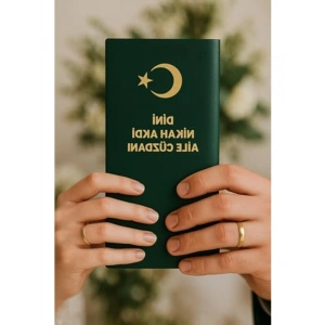 16 Sayfa Dini Nikah Akdi Cüzdanı, Altın Varak Baskılı Tasarım
