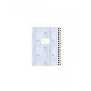 16x23 Spiralli Akademik Ajanda - Şık Mavi Kalp Tasarımı