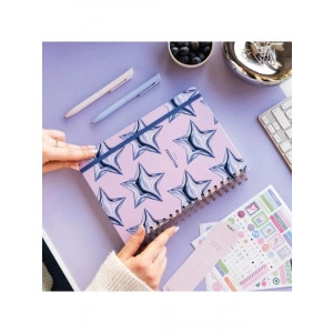 17x24 cm Spiralli Kareli Not Defteri, Mavi Renk, Sert Kapak