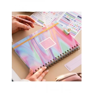 17x24 cm Spiralli Lastikli Düz Not Defteri, Soyut Tasarım