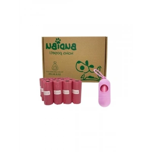 180 Poşetlik Kaka Poşeti Ruloları, 12 Rulo, Pembe Renk