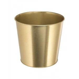 19 cm Gold Renk Galvanizli Çelik Çiçek Saksısı, Dayanıklı Tasarım